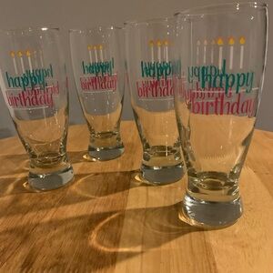 Four Pilsner Style Birthday Candle Beer Glasses